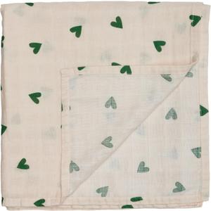 Swaddle - 100% Organic Cotton - Muslin Swaddle Blankets for Newborn, 47" x 47" (Green Hearts)