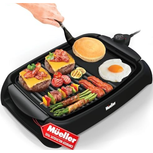 Mueller Ultra GrillPower 2-in-1 Smokeless Electric Indoor Removable Grill and Griddle Combo, Nonstick Plate, with Adjustable Temperature, 120V
