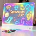 16" Led Drawing Board for Kids Rechargeable, Portable Doodle Glow LED Note Board with 7 Colors, Light Up Acrylic Dry Erase Lumi Board with Stand, Easter Gifts Teen Boys & Birthday Gifts(White) (1PACK)