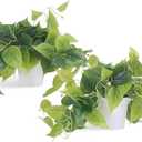 Tiita 2 Pack Fake Plants Artificial Scindapsus Aureus in Pots, Realistic Fake Greenery Potted Plants for Home Office Desk Window Sill Bathroom Bedroom Outdoor Indoor