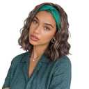 BECUS 14'' Body Wave Headband Wig for Black Women Synthetic Glueless Half Wig Easy Wear Brown Headband Wigs Natural Hairline for Daily Use Party Brown with Blonde Highlights