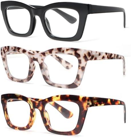 REAVEE Oprah Style Reading Glasses for Women, Blue Light Blocking Stylish Oversized Computer Readers Spring Hinge 1.75 Diopters