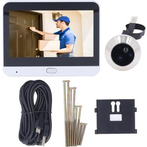 Yunseity Door Peephole Camera, 3MP 1080P Smart Video Doorbell Camera with PIR Motion Detection, Night Vision, 4.3inch Visual Door Viewer for Apartment Door
