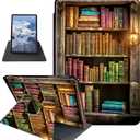 Colorful Bookshelf Case for 7" Kindle Paperwhite (12th Generation,2024)&Kindle Colorsoft Signature Edition 7"(2024/2025) 360 Degree Rotating Stand Protective Cover with Auto Sleep/Wake