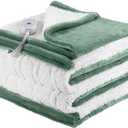 ESTINGO Heated Blanket Twin Size, 62"x84" Twin Size Electric Blanket with 5 Heating Levels & 10 Hours Auto Off, Fast Heating Blanket with ETL & FCC Certification for Bedroom Office Couch, Hunter Green