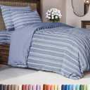 Duvet Cover Twin/Twin XL Size - Extra Soft Twin/Twin XL Size Duvet Cover - Lightweight, Breathable & Cozy w/ Zipper Closures and Ties - 68" x 90" Inches - (Blue Stripes 3) Comforter Not Included