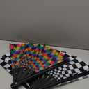 2 PCS Large Folding Fan Bamboo Folding Hand Fan, Rave Fan Clack Folding Hand Fan Chinese/Japanese Nylon-Cloth Folding Fan for Festival, Dance, Performance, Party, Gift, Decoration(Type A)