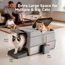KalraMay Extra Large XXXL Stainless Steel Litter Box with Lid, Gray | Enclosed Cat Litter Box for Big & Multi-Cats, Metal Cat Box with Footboard & Scoop, Non-Sticky, Anti-Leakage, Easy Cleaning