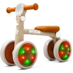 bicystar Baby Balance Bike with Adjustable Handlebars, Rear Wheel, Colorful Lighting, Best Gift for 12-36 Months