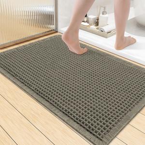 Smiry Waffle Bath Mat 36x24, Extra Soft Absorbent Bathroom Rugs, Non Slip Machine Washable Quick Dry Bath Rugs for Bathroom Floor, Tub, Shower, Home Decor Accessories, Green