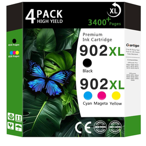 902XL High Yield Ink Cartridges Combo Pack (Black/Cyan/Magenta/Yellow 4-Pack) Compatible for HP 902XL HP902 HP902XL Replacement for Officejet Pro 6950 6951 6978 6968 6974 6975 6960 Printers