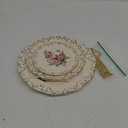 YOLIFE Red Rose Pattern 3 Tiered CupCake Stand, Emboss Golden Leaves Edge Porcelain 3 Tier Pastry Desert Fruit Stand