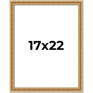 17x22 Frame Gold Ornate Vintage Antique Picture Frame Solid Wood | 1.25 Inch Moulding Width | with UV Acrylic Plexiglass, Foam Board Backing & Hanging Hardware Included