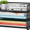 3 Tier Paper Letter Tray Organizer for Desk, Mesh File Folder Document Organizer with Handle for Home Office Supplies Desktop Accessories, Black