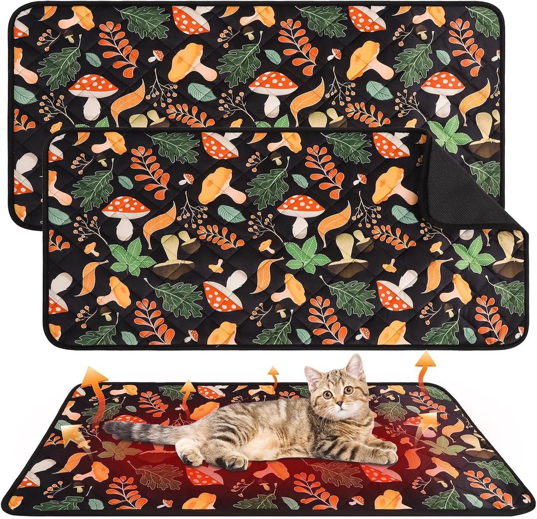 Homimp 2 Pcs Guinea Pig Pee Pads,Self Heating Guinea Pig Bed Pads for Winter Keep Warm,Washable&Anti Slip Small Animal Beds for Indoor Rabbit Hamster Squirrel Hedgehog Chinchilla Ferret,Black 24"x47"