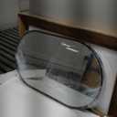 Swivel Corner Bathroom Mirror, Corner Vanity Mirror, Adjustable Arm Aluminum Frame Oval Wall Mount, for Makeup & Vanity, Shatterproof Tempered Glass, Black, 32X20 in (31.5" L x 19.7" W)