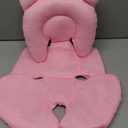 Honeau 3in1 Reversible Carseat Head Body Support Newborn,3D Minnky Infant Car Seat Insert,Extra Soft Breathable Baby Car Seat Pillow Cushion Boys Girls,fit Stroller,Bouncer,Swing(Pink)