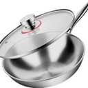 LOLYKITCH Tri-Ply 13 Inch Stainless Steel Wok Pan with Lid, Stir-Frying Pan,Induction Wok,Dishwasher and Oven Safe,Heavy Duty and Detachable handle.