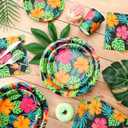 Jingmore 200 Pcs Tropical Nights Hawaiian Aloha Party Supplies Serve 50 Guests Luau Paper Plates Cups Napkins for Summer Beach Tableware Pool Party