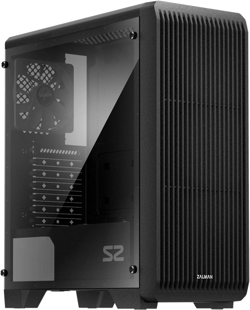Zalman S2 ATX Mid-Tower PC Case, 3 x Pre-Installed 120mm Zalman Quiet Fans (Support up to 8 Fans), High Airflow Mesh Front Panel, Support GPUs up to 330mm, USB 3.0 (Acrylic)