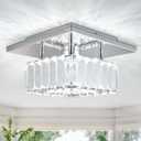 CLAIRDAI Modern Crystal LED Ceiling Light Square Crystal Chandelier Mini Flush Mount Ceiling Lamps for Hallway Bedroom Dining RoomCool White