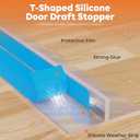 T-Shaped Silicone Door Weather Stripping for Side, 1.37 in x 40 Ft Door Draft Stopper Shower Seal Strip for Door Frame & Windows and Shower Sweep Gaps(Clear)