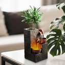 Tabletop Indoor Water Fountain 3-Tier Rock Waterfall Fountain with Warm LED Light and DIY Planting Pot Relaxing Small Water Feature for Desk or Home Decor (23061)