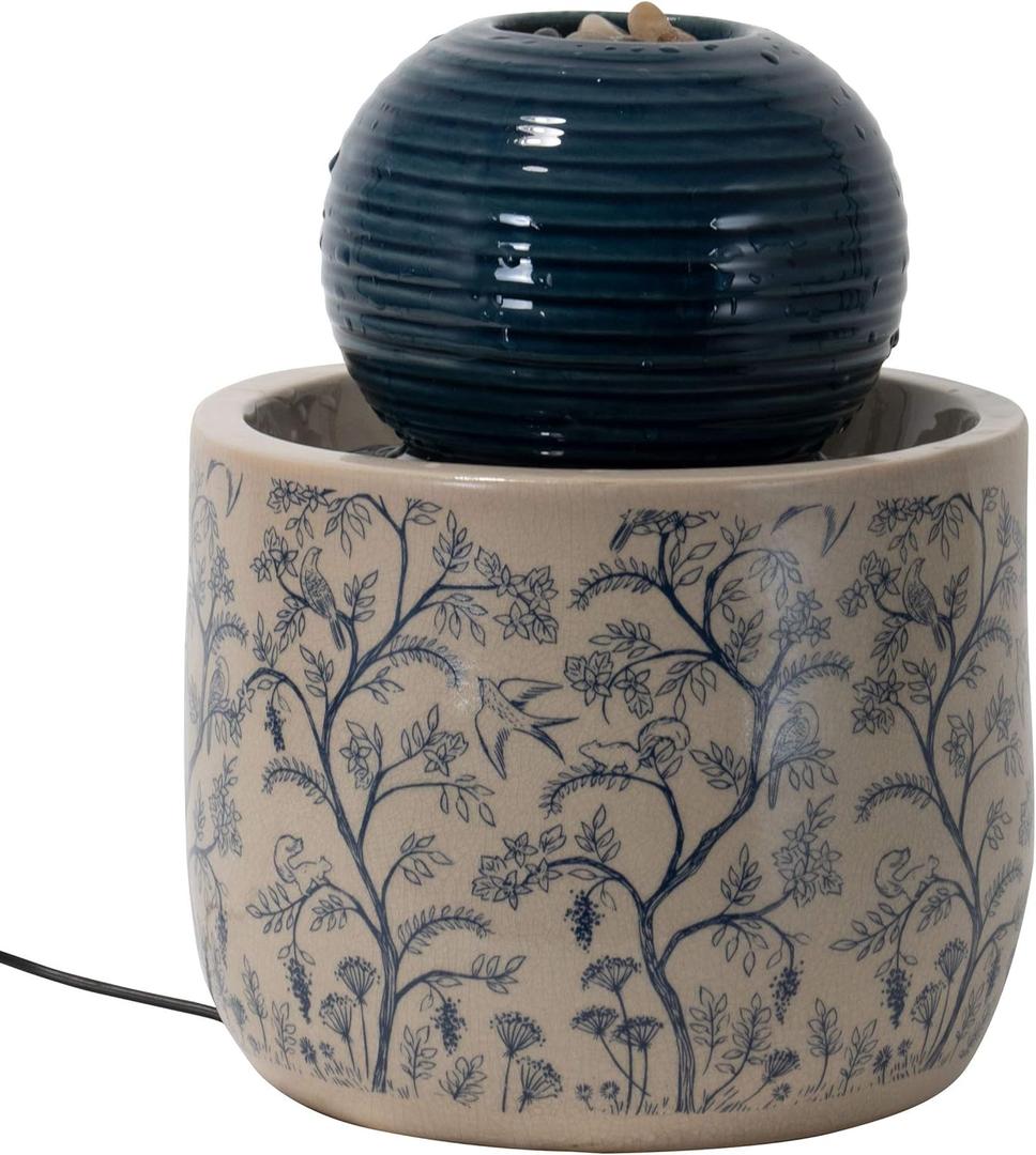 Foreside Home and Garden Multicolor Chinoiserie Ceramic Indoor Water Fountain with Pump
