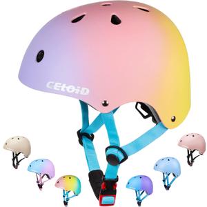 CELOID Kids Bike Helmet,Toddler Skateboard Helmets for Ages 5-6 Years Boys Girls,Adjustable Multi-Sport Bicycle Skateboarding Roller Skating Scooter Balance Bike Helmet,Pink Violet