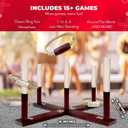 Swooc Games - Rustic Ring Toss Game (All Weather) - Easy Setup & Extra Games Included - Ring Toss Game for Adults - Outdoor Activities for Adults - Yard Toys for Kids - Backyard Fun - Outdoor Party