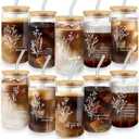 Blushtier Employee Appreciation Gifts Bulk Nurse Inspirational Thank You Gifts 16 oz Glass Cups with Lids Straws Favors for Graduation Teacher Employee Coworker Staff(Thanks,10 Pcs)