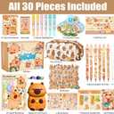 Capybara Stationery Gift Set for Kids,30 Piece Cute School Supplies Kit with Pencil Case,Notebook & Stickers,Practical and Fun for Classroom,Birthday& Festivals Gift Giving,Ages 614 Girls Boys