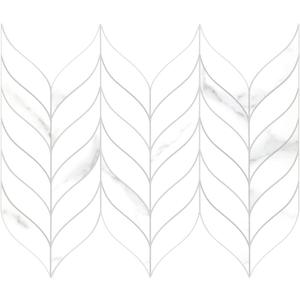 SUNWINGS 10-Sheet Leaf Waterjet Peel and Stick Backsplash, 12.4" x 10.7" White Marble Looks Self-Adhesive Tiles, Stick on Backsplash for Kitchen & Bathroom