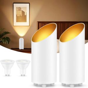 2 Pack Uplighting Indoor, 7W Floor Can Lights with 2700K LED GU10 Bulbs, IP44 Waterproof Uplights Spotlight for Dark Corner Sofa House Plant Wall Artwork Indoor, 6.5FT Plug Cord & Foot Switch