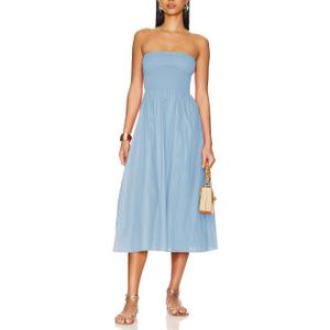 Aigeman Women Strapless Tube Maxi Dress Flowy Swing Long Sundress Sleeveless Summer Boho Beach Dress with Pokets 330 (XL)