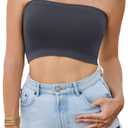 4 Pieces Tube Top Strapless Tops for Women Summer Bandeau Basic Crop Tops Sleeveless Shirt (S)