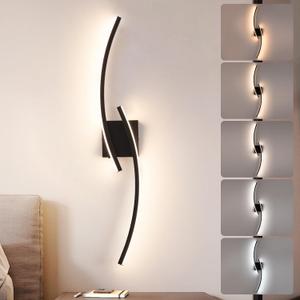 Hardwired 3000~6000K Modern Wall Sconce, 31.5IN Black LED Wall Light Fixtures Wall Lights for Bedroom, Living Room, Hallway and Bedside Wall Lamp