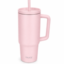 TILUCK 40 oz Tumbler with Handle, Vacuum Insulated Stainless Steel Travel Mug with 100% LeakProof Silicone Straw Lid, Cupholder Friendly Water Bottle(LightPink, 40oz)