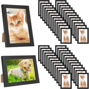 Set of 50 Picture Frame Bulk Photo Frames Wall Mounting Simple Photo Frames Multi Picture Frames for Wall or Tabletop, Black