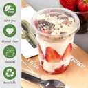 Zezzxu 50 Pack 12 oz Disposable Parfait Cups with Lids No Hole, Toppings Compartment and Spork, Yogurt Conatiner with Granola Holder for Take Away Breakfast and Snacks, No Leaking