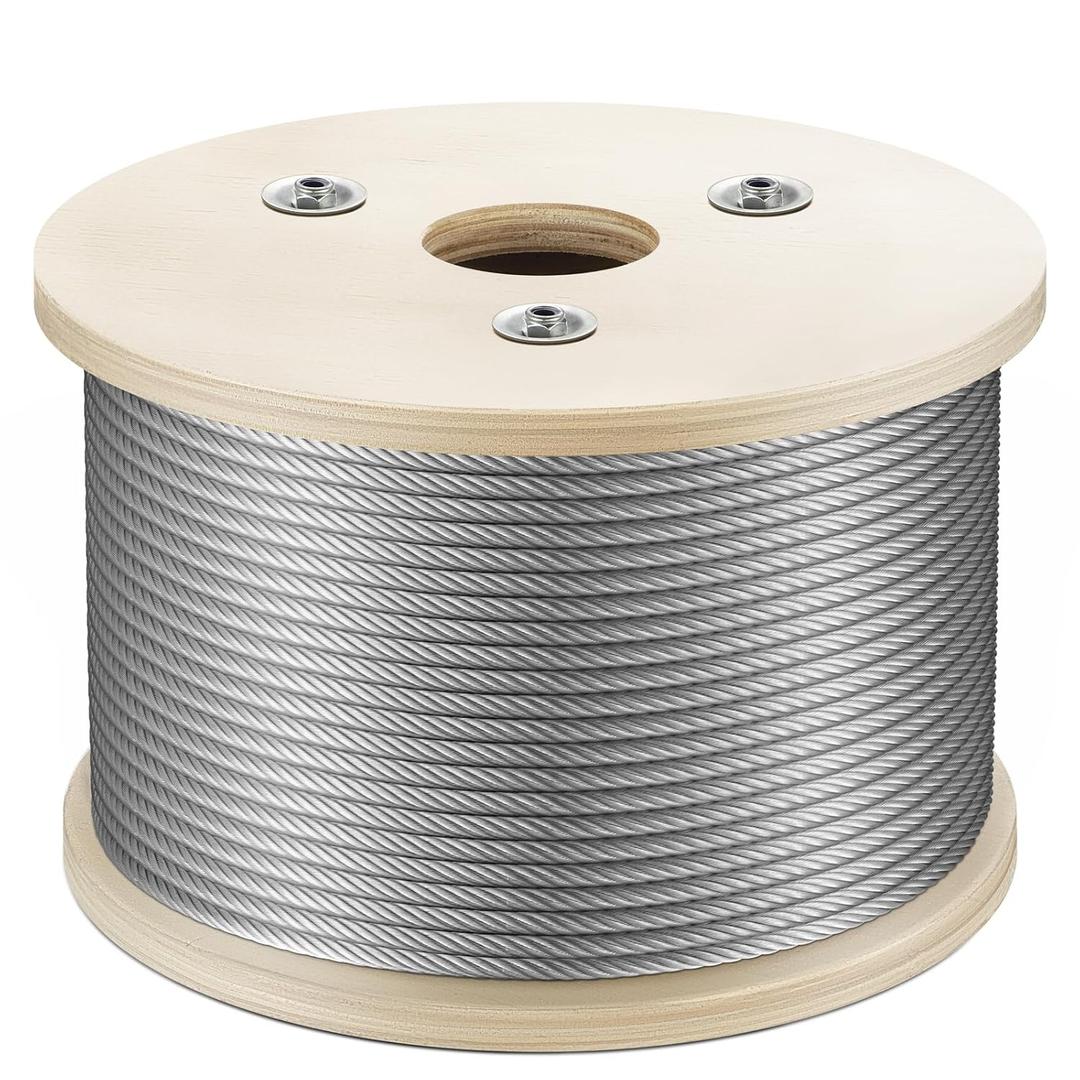 WAYSKA 500FT 3/16” Stainless Steel Cable for Deck Railing, 7x19 Wire Rope
304 SS, 3700lbs breaking strength, flexiblity for Deck Cable Railing Systems, Clotheslines, Ziplines, and DIY Balustrades