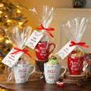 4 Set Holiday Sayings Gift Mug Christmas Ceramic Mugs with Packaging Bags Ribbons and Blessing Cards Christmas Tea Cup for Coffee Milk Hot Cocoa Xmas Winter Gifts