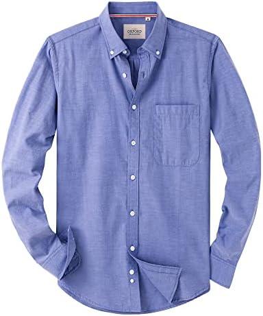 Alimens & Gentle Mens Solid Oxford Shirt Long Sleeve Dress Shirt Work Casual Button Down Shirts with Pocket XL - Tall