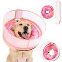 Inflatable Dog Cone Collar with Enhanced Anti-Licking, Soft Neck Donut for Dogs Cats, Recovery Pet Cone Collar After Surgery for Large Medium Small Dogs (Donut Pink2, Large)