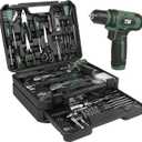 Prostormer Tool Set with 8V Cordless Drill, 369-Piece Home Tool Kit with Drill Driver, Toolbox Storage Case with Drawer, General Household Tools for Home Repairs and DIY, Handyman (Green)