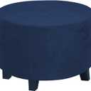 H.VERSAILTEX Round Ottoman Slipcover Ottoman Covers Slipcover Footstool Protector Covers Storage Stool Ottoman Covers Stretch with Elastic Bottom, Feature Real Velvet Plush Fabric (X-Large, Navy)