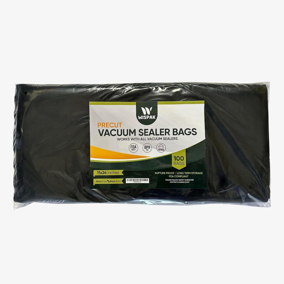 Vacuum Sealer Bags food grade BPA free vac seal 100 pieces (Black/Black, 11x24)