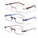 FEIVSN 3-Pack Rimless Reading Glasses For Women, Lightweight Spring Hinge Readers, Classic Elegant Artistic Eyeglasses UV 400 (Mix 3.0 Etc)