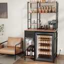 Kitchen Mini Fridge Stand with Storage with Power Outlet for Dorm