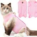 Cat Recovery Suit for Spay Abdominal Wounds, Kitten Onesie Bodysuit for Cats After Surgery, Cat Surgery Recovery Suit Female Cone of Shame Alternative for Cats Anti Licking (Pink,M) (Medium, Pink)